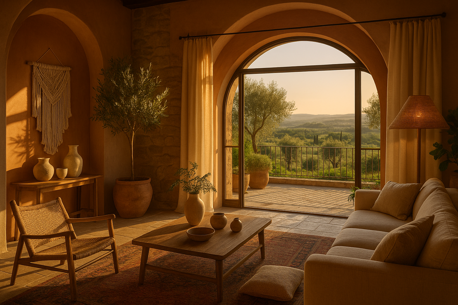 more like a modern bohemian luxury lifestyle photo. Like a well designed villa in tuscany 